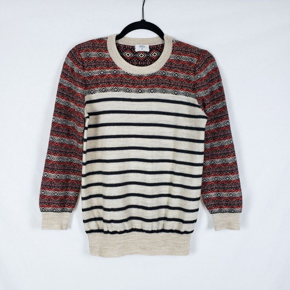 Wallace Heritage Southwestern Mixed Print Sweater Womens M Wool Cashmere Cabin